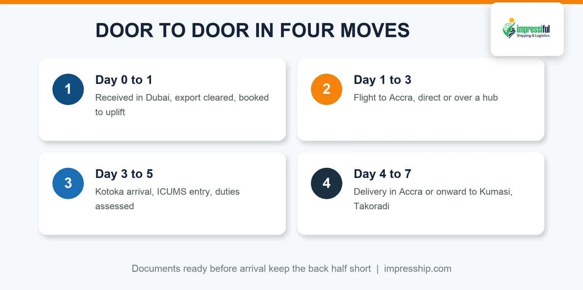 Dubai to Accra air cargo door to door timeline