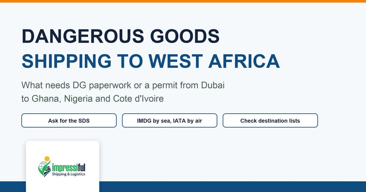 Dangerous goods shipping to West Africa from Dubai: perfume, aerosols and lithium batteries